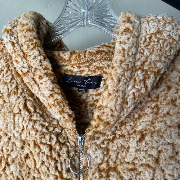 Camel Colored Teddy Sherpa Hoodie - Picture 5 of 5